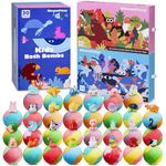 30 Surprised Bath Bombs for Kids, Bath Bombs Gift Set with Land & Sea Animal Toys Inside, Child-Safe, Fun & Educational, Ideal Gift for Kids