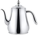 SANQIAHOME 54Oz(1.55 litres) 5-6 Cups 18/8 Stainless Steel Teapot with Strainer Infuser Filter, Tea Pot to Brew Loose Leaf and Tea Bags, Coffee Servers Cold Water Pitcher Tea Maker