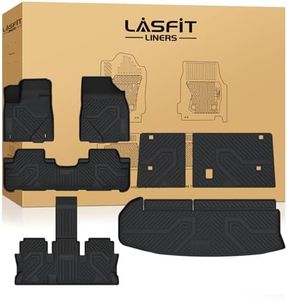 LASFIT Floor Mats&Trunk Mat for Toyota Highlander 2014-2019(Not for Hybrid), All Weather TPE Mats Floor Liner for Highlander LE/Limited/SE/XLE, Black(Not fit 2nd Row Bench Seating).