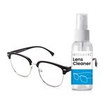 Intellilens Unisex Adult Round Blue Cut Computer Glasses For Eye Protection With Lens Cleaner Solution For Spectacles | Zero Power, Anti Glare & Blue Light Filter Glasses | (Matte Black) (53-19-140)