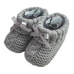 Nursery Time Newborn Baby Boys Girls Booties Baby Knitted Soft Booties with Bow 0-3 Month 354 (Grey),116-354