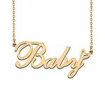 18K Gold Plated Name Necklace Baby for Women Heart Pendant Jewelry Gifts