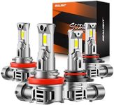 SEALIGHT H11 9005 LED Headlight Bulbs, 60000LM 6500K Cool White Light Bulbs with Cooling Fan, 1:1 Mini Size Led Headlight, H11 9005 Halogen Replacement, 3 Mins Plug-N-Play, Pack of 2