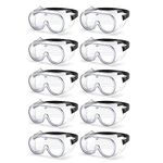 (PACK OF 10) Protective Eye-wear Safety Goggles Safety Glasses Eye Protection Fluid Resistant Safety Work Glasses with Clear Lenses Security Glasses Anti Fog/Mist/Steam/Dust and Wind resistant (10)