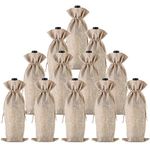 LZYMSZ 12PCS Wine Bags, Reusable Wine Bottle Gift Bags with Drawstring, Cheers Wine Bags for Christmas Wedding Birthday (Brown)