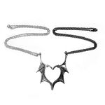 COLORFUL BLING 2pcs Gothic Matching Love Heart Pendant Necklaces Set Dragon Bat Wing Choker Friendship Lovers Couples for Women Men Cool BFF Jewelry, Metal, alloy