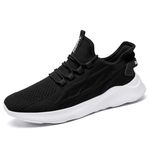 Mens Trainers Running Walking Gym Fitness Sneakers Breathable Mesh Fashion Slip on Casual Shoes for Men Blackwhite Size 9.5