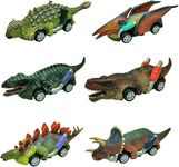 Golden bird 6 Pack Dino Toys for 3 Year Old Boys and Toddlers, Boy Toys Age 3,4,5 and Up, Pull Back Toy Cars, Dinosaur Racing cars (First Edition)