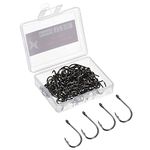 PATIKIL 12# Catfish Hooks, 100 Pack 0.49" Claw Fish Hook Fishing Hook High Carbon Steel J Shaped with Barbs for Freshwater Saltwater, Black