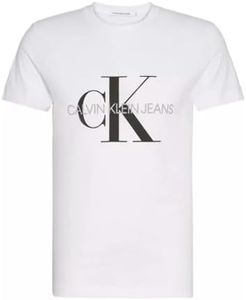 Calvin Klein Jeans Mens Chest Institutional Slim Tee, Bright White