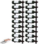 The Rack Co. Wall Series - Wall Mounted Wine Rack, Wine Bottle Storage, Satin Black Finish, Metal (2, 9 Bottles)