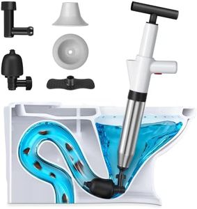 TheElves Toilet Plunger,High Pressure Air Drain Blaster Kit, Stainless Steel Plungers for Bathroom/Floor Drain/Shower/Sink/Bathtub/Clogged Pipe-White