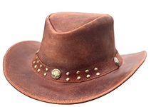 Brandslock Leather Cowboy Hat Adjustable Wide Brim Real Premium Suede Leather Cowboy Hat for Men Women Ultrasoft Lighweight (S, Camel)