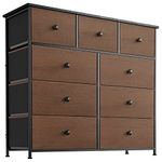 REAHOME 9 Drawer Dresser for Bedroom Faux Leather Chest of Drawers Closets Large Capacity Organizer Tower Steel Frame Wooden Top Living Room Entryway Office (Espresso)