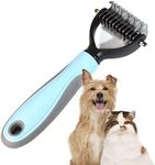 Dog Brush, Dematting and Shedding Brush, Undercoat Rake Comb for Dogs and Cats, Pet Grooming Tool with Double Sided for Removes Knots and Tangled Hair, Blue