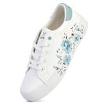 YOHO Daisy Women’s Trendy Floral Printed Casual Chunky Sneakers | Dove Grey - UK 7