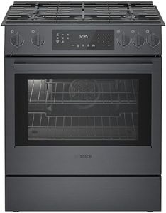 BOSCH HGI8046UC 30 inch 800 Series Slide In Gas Range with 5 Sealed Burners 4.8 cu. ft. Oven Capacity in Black Stainless Steel
