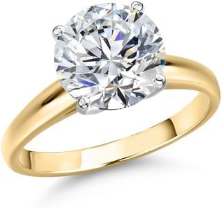 Gem Stone King 0.75-5 Ct 14K Yellow and White Gold IGI Certified Lab Grown Diamond Solitaire Engagement Ring For Women | E-F Color | VS1-VS2 Clarity | Available In Size 5, 6, 7, 8, 9