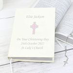 Personalised Holy Bible Gift. King James Version. Baby Girls Christening Gifts. First Holy Communion Confirmation Baptism & Religious Gifts - Pink Cross Design