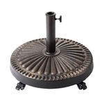 C-Hopetree 52 lb Heavy Duty Round Base Stand with Rolling Wheels for Outdoor Patio Market Table Umbrella, Bronze