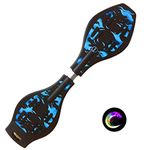 Sumeber Waveboard Children Street Surfing Caster Torsion Skateboard Double Decks Casterboards for Wave/Surf Waveboard/Castor board with Light Up Wheels for kids/teens (Blue Flame)