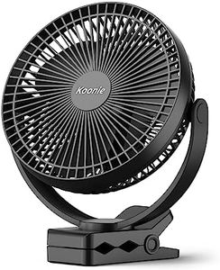 Koonie 10000mAh Clip on Fan Rechargeable, 8-Inch Battery Operated Desk Fan, USB Fan, 4 Speeds, Strong Airflow, Sturdy Clamp for Golf Cart Office Desk Outdoor Travel Camping Tent Gym Treadmill,Black