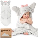 KeaBabies Organic Baby Towel with Hood for Girls, Boys - Soft, Absorbent, 100% Cotton Hooded Baby Towels for Newborns, Infants, Large Hooded Bath Towels for Babies, Kids, Toddler 1-3 (Ella)