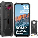 Ulefone Armor X13 Rugged smartphone Android 14 50MP+24MP Night Vision 12GB + 64GB/256GB SD, Octa Core 6320mAh 6,52'' IP68 Waterproof 4G Dual SIM Mobile Phones Fingerprint ID NFC GPS UK Version- Black