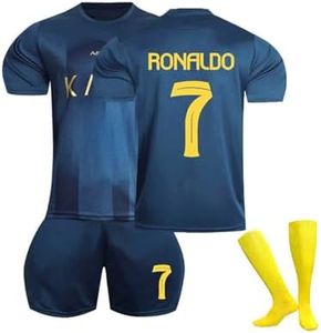 IBLAVIC Soccer Jersey Kids Youth Football Kit Boys Girls Trendy Jersey Set for Soccer Enthusiasts with Shorts and Socks 7# Cyan Large