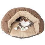 MAK7 ONLINE BIZ Cuddle Cave Cat Bed for Cats,Kittens and Puppy Dogs | Mocha Colour |Soft Fabric | Washable | for Indoor & Outdoor | Winter | Size - 55.88CMx43.18CMx25.4CM