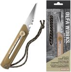 OLFA WORKS OW-UCK-1/SB Utility Camp Knife, Replacable and Retractable High Carbon Stainless Steel Blade - Multipurpose Outdoor Knife, Great for and Camping Activities - Brass Wheel Lock, Replacement Blade: OWB-UCB-1 (Sand)