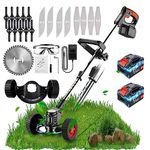 Metal Blade Cordless Strimmer 21v Grass Trimmers With 2 Removable Wheels 19 Blades 15cm Cutting Diameter Cordless Strimmer Retractable Handle For Lawn Garden…