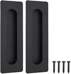 Malimali 7 Inch Large Recessed Finger Flush Pulls for Barn Door Pocket Door, Heavy Duty Sliding Closet Door Handle, Matte Black Stainless Steel Rectangular Door Pulls Hardware(2 Pack), 7 inch B