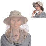 UShake Mosquito Head Net Hat, Safari Hat Sun Bucket with Hidden Mesh Protection from Insect Bug Bee Gnats for Outdoor Lover Men Or Women