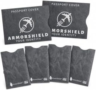 ArmorShield Your Identity 6-Piece Travel Protection Set – RFID Blocking 2 Passport Sleeves + 4 Credit Card/ID Sleeves – Slim, Water-Resistant, Tearproof, Identity Theft Protection, Made in USA
