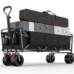 Folding Camping Trolley - Festival Trolley on Wheels Morpilot Portable Foldable Wagon 330lbs Beach Heavy-Duty Cart Picnic Transporter for Outdoor Shopping Sports Fishing Garden (Black)