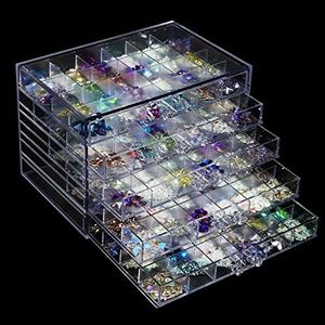 Guolich 5 Niveaux Nail Art Décoration Organisateur 120 Treillis Acrylique Clair Ongles Bijoux Accessoires étui de Rangement Porte étagères Présentoir de Support pour Colle Peinte,Brossée, à Découper