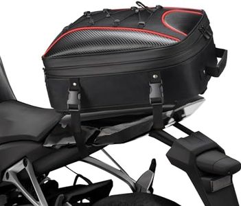 ZZM Motorcycle Tail Bag, 22L-34L Expandable Motorcycle Rear Seat Luggage Bags with Rain Cover, Dual Use Motorcycle Helmet Bags Backpack Storage for Motorbike Weekender Travel, Black