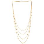 Gold Statement Necklace Waterfall Multi-Strand Layered Long Chains with Ball Charm Pendant