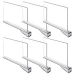 6 pcs Clear Acrylic Shelf Dividers Divider Separators for Closets Transparent Organizer Multi-Functional Wood Separator for Storage and Organization in Bedroom Cabinets Kitchen Office