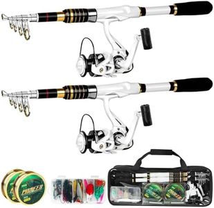 White Fishing Pole Combo, 2PCS 5.9FT Telescopic Fishing Rod and Reel Combo Spinning Reels Lures Set Fishing Line Carrier Bag for Travel Saltwater Freshwater Fishing Collapsible Fishing Kits