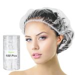 Aquior Shower Cap Disposable, 100 PCS Shower caps Large&Thick Waterproof Clear Plastic Elastic Hair Bath Caps For Women Kids Girls, Hotel and Hair Solon, Travel Spa, Home Use…