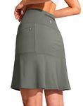 SANTINY 19" Golf Skorts Skirts for Women Zipper Pockets Knee Length Skort Women's High Waist Athletic Tennis Skirt, Grey Sage, M