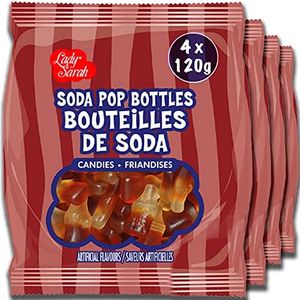 Gummy Candy Bag - Sod Pop Gummy Cola Bottles | Smart Choice from Lady Sarah Variety Sweets - Canada's Top Gummies Candy - 4 Candy Bags x 120g - 480g