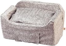 Snoozer Dog Car Seat with Storage Tray: Lookout II Dog Booster Car Seat Medium Sized Dog, Size: Large, Fabric: Palmer Dove, Pet Car Seat to Help Car Sickness for Dogs, Removable Washable Cover