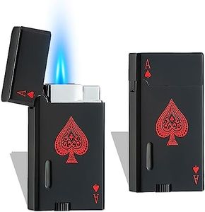 CFTGET 2 Pack Classic Butane Lighter, Pocket Ace Lighter with Visible Window, Refillable and Adjustable Double Flame Card Lighter, Great Gift for Men and Women, Without Butane(Black)