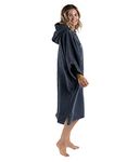 Dryrobe Towelling Robe - Hooded Poncho Towel Changing Robe - Organic Cotton (400 gsm) Short Sleeve (Medium - Navy)