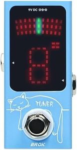 EROK Mini Tuner Pedal - Compact Size with Pitch LED Indicator for Electric Guitar & Bass, True Bypass