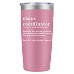 Chaos Coordinator Tumbler Cup, Christmas Gifts for Women,Unique Gift Idea for Boss Women,Boss Lady,Teacher,Office,Gifts for Mom,Coworker Gifts,Birthday Gifts,Thank You Gifts for Women,20 oz Pink Mug
