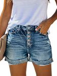 KISSMODA Summer Denim Shorts for Women High Waisted Rolled Jean Shorts Casual Fashion Pants Shorts